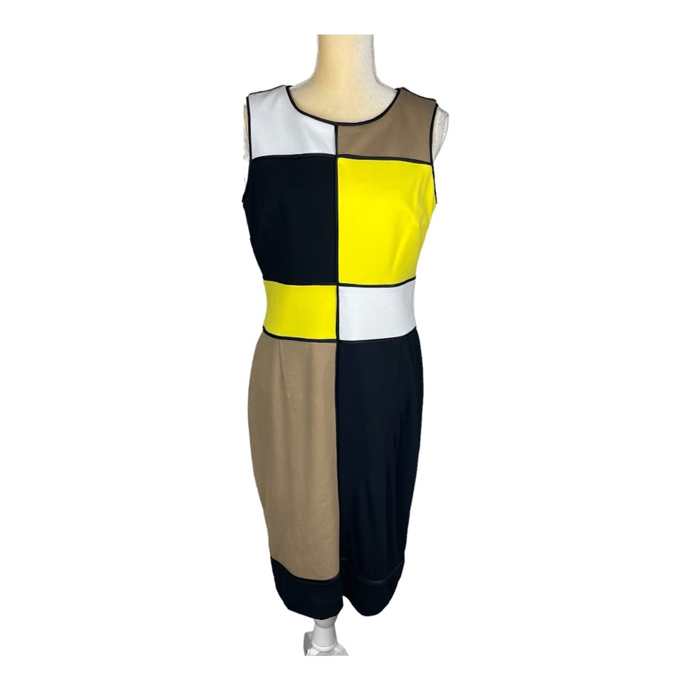 NUE by Shani Color Block Sheath Sleeveless Dress Yellow Black Size 10